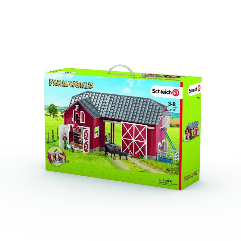 schleich farm world large red barn with animals & accessories toy figure